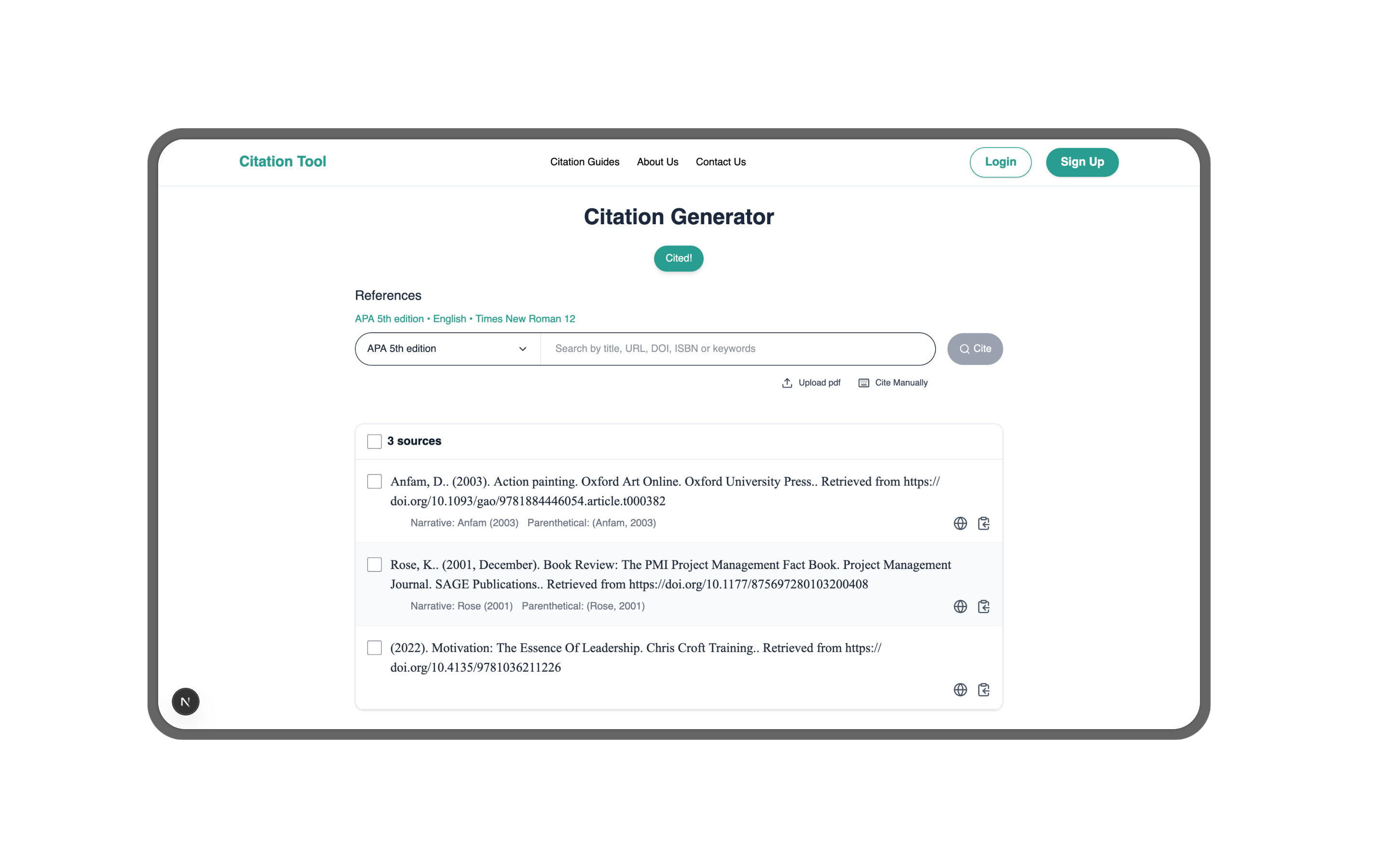 citation example preview